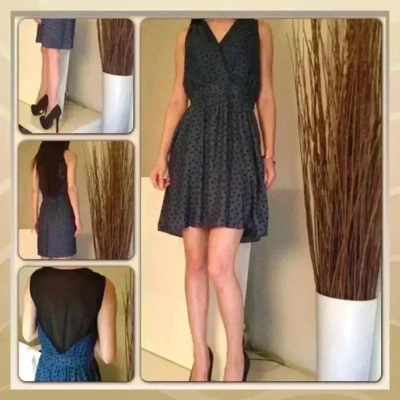 BCBGeneration Polka Dot Dark Blue Dress - Picture 3 of 5